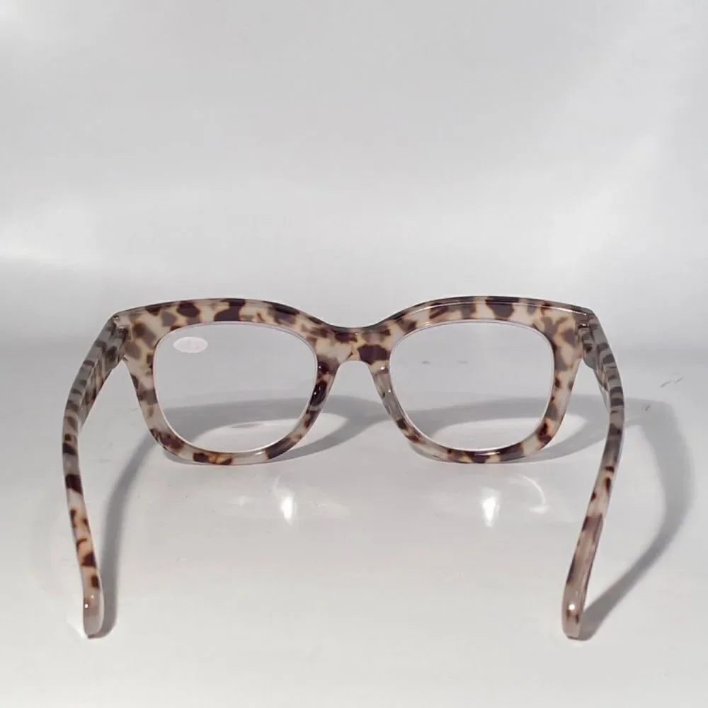 1143 Mona Reading Glasses 2.50 Sq Eyeglasses Pink and Black Tortoise Frames NWT